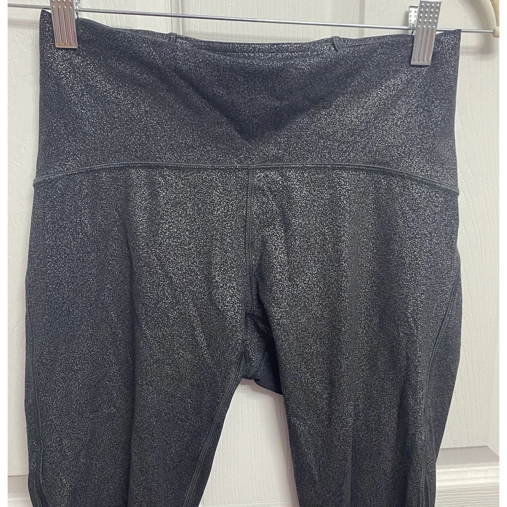 Lululemon Wunder Under Women Sparkle Gray Tights Textured 9